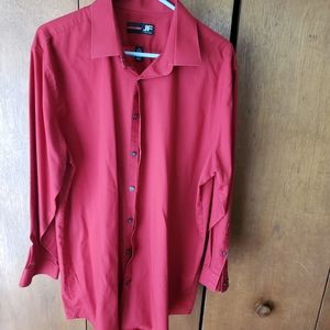 Nice red dress shirt.